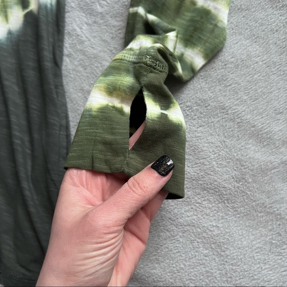 NWT LOGO By Lori Goldstein Coleigh Tunic Top Long Sleeve Cotton Green Tie Dye - Picture 8 of 13